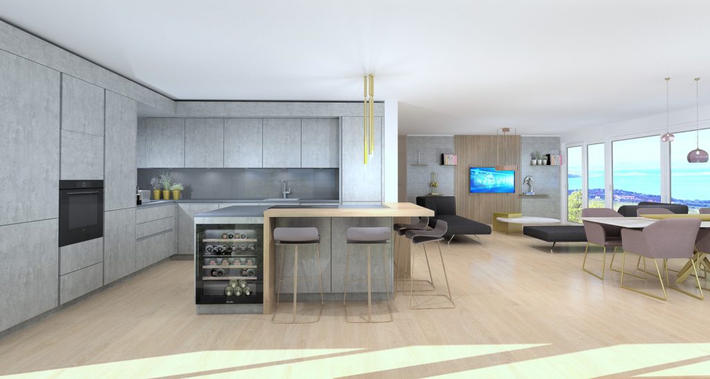 Création cuisine 3D sur mesure blanc